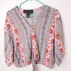 Women's Polly& Esther Tie Front Blouse Size M